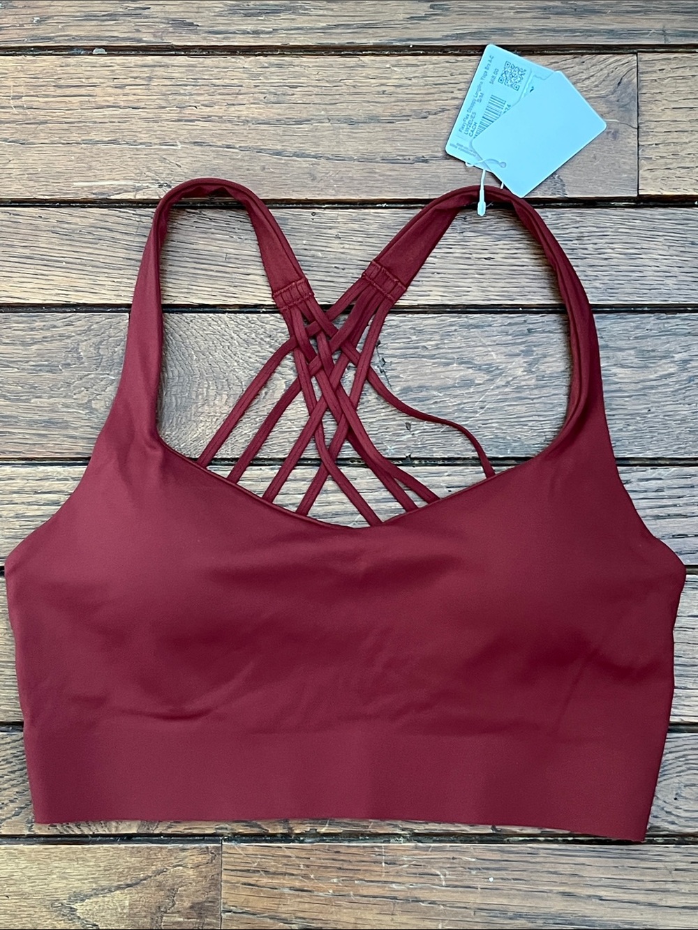Lululemon Cranberry Charm FlexyFlex Strappy Longline Yoga Bra Size S/M NWT